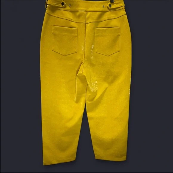 NWT Royalty By Maluma Yellow Croc Faux Leather Cropped Pants - Picture 6 of 6